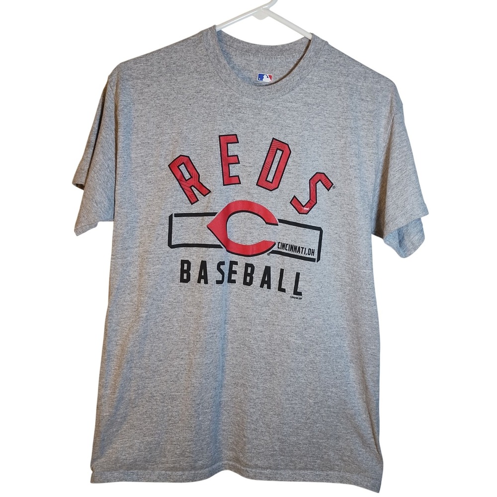 MLB Cincinnati Reds Baseball‎ T Shirt Mens Size M Gray Graphic Tee Authentic